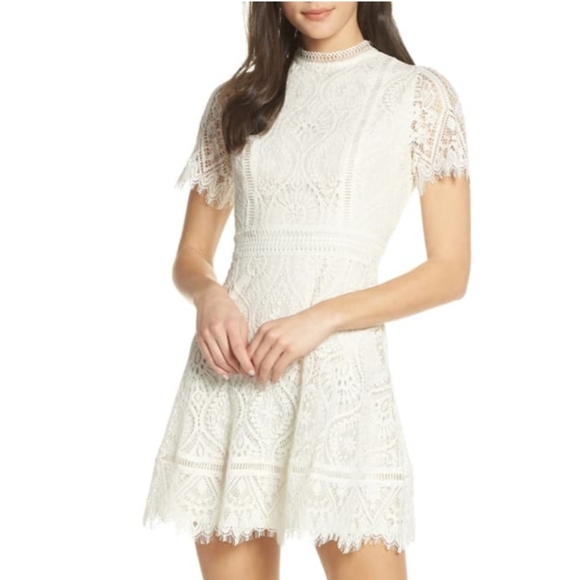 BB Dakota Short Sleeve Lace FitFlare dress - Picture 3 of 11